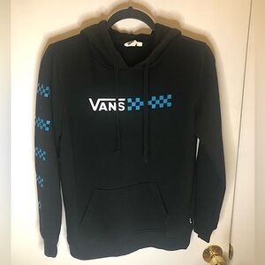 Vans Black Hoodie with Blue Accents Size Extra Small Men Women Long Sleeve XS